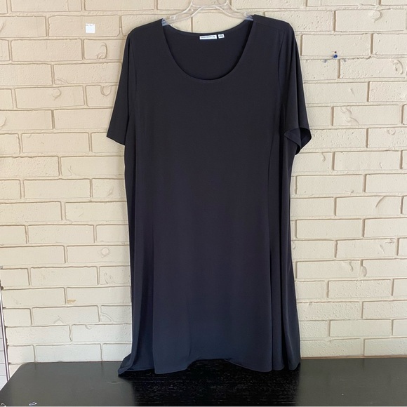 Susan Graver size 3X Black Stretch Liquid Knit Shirt Dress Capsule Minimalist - Picture 1 of 6